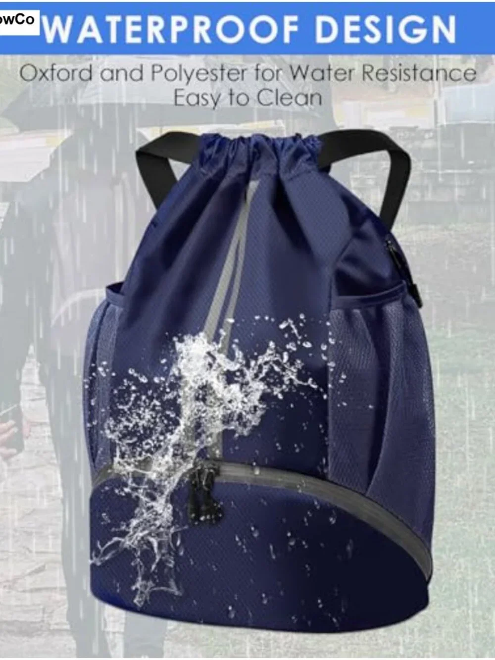 BROTOU Drawstring Soccer Backpack Nylon Sports Gym Bag Shoe Ball Compartment